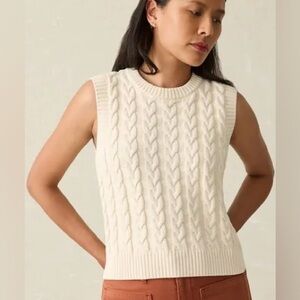 Faherty Organic Cotton Cable Knit Sleeveless Sweater Vest Size XS